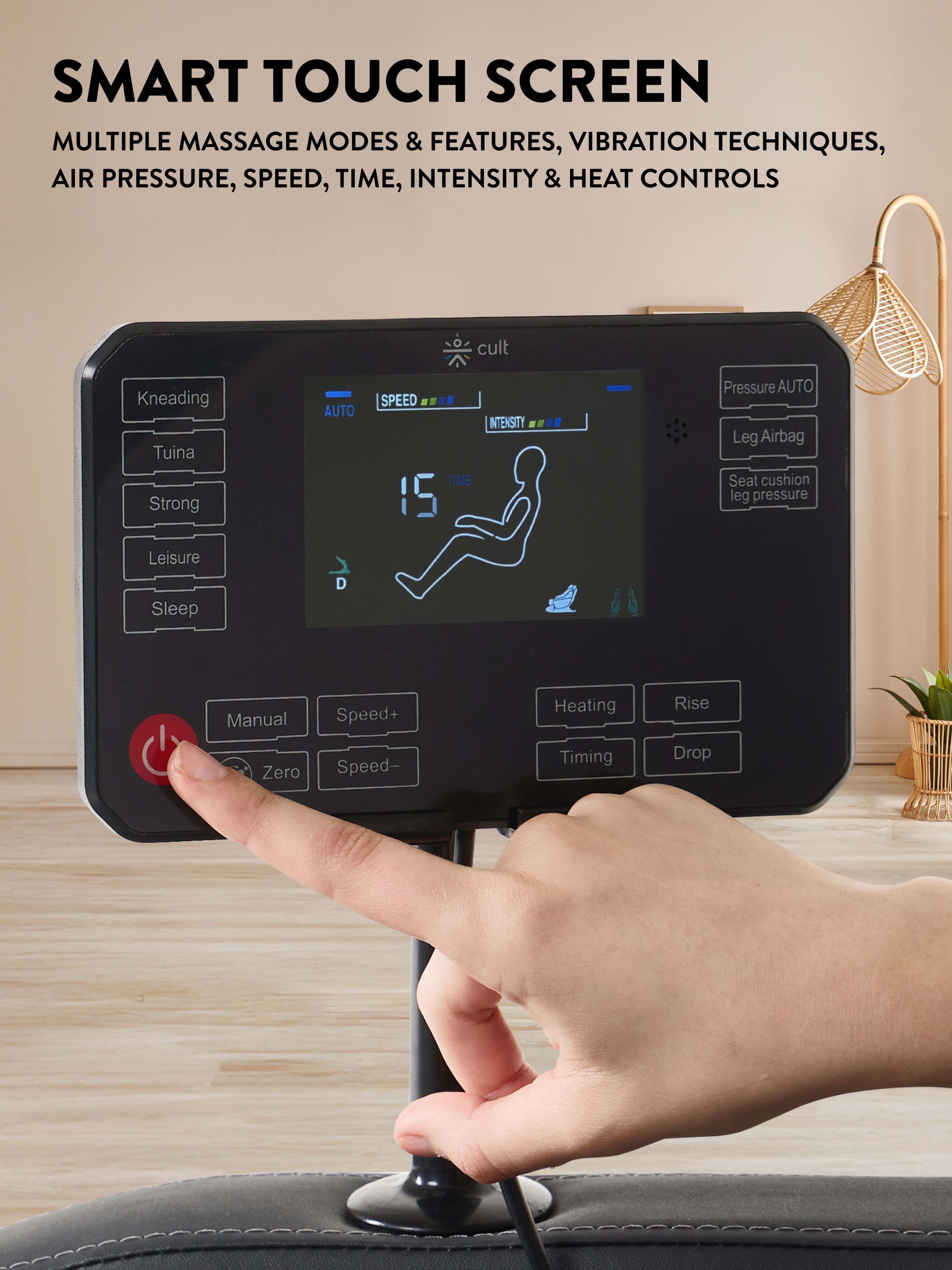 Cult BlissBlack Massage Chair with Fixed Point Massage Technique and Bluetooth AI Voice Function for Full Body Massage At Home