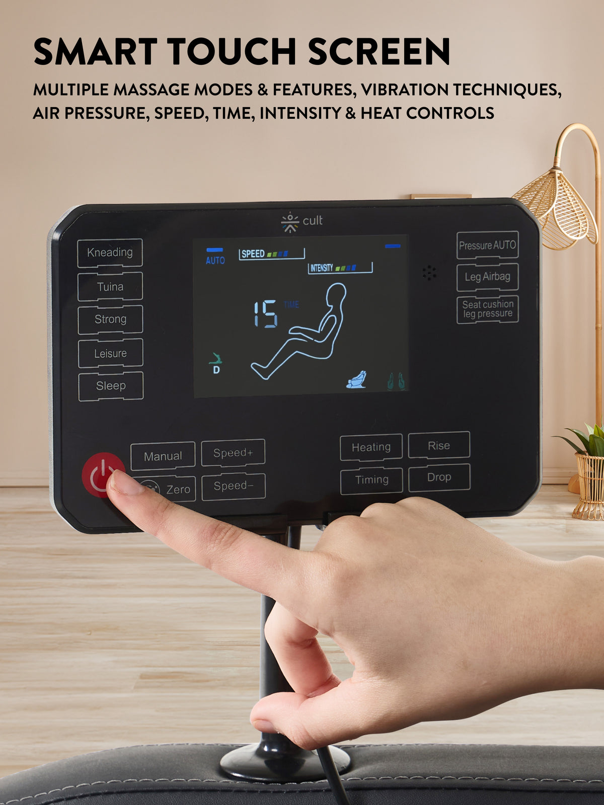 Cult BlissBlack Massage Chair with Fixed Point Massage Technique and Bluetooth AI Voice Function for Full Body Massage At Home