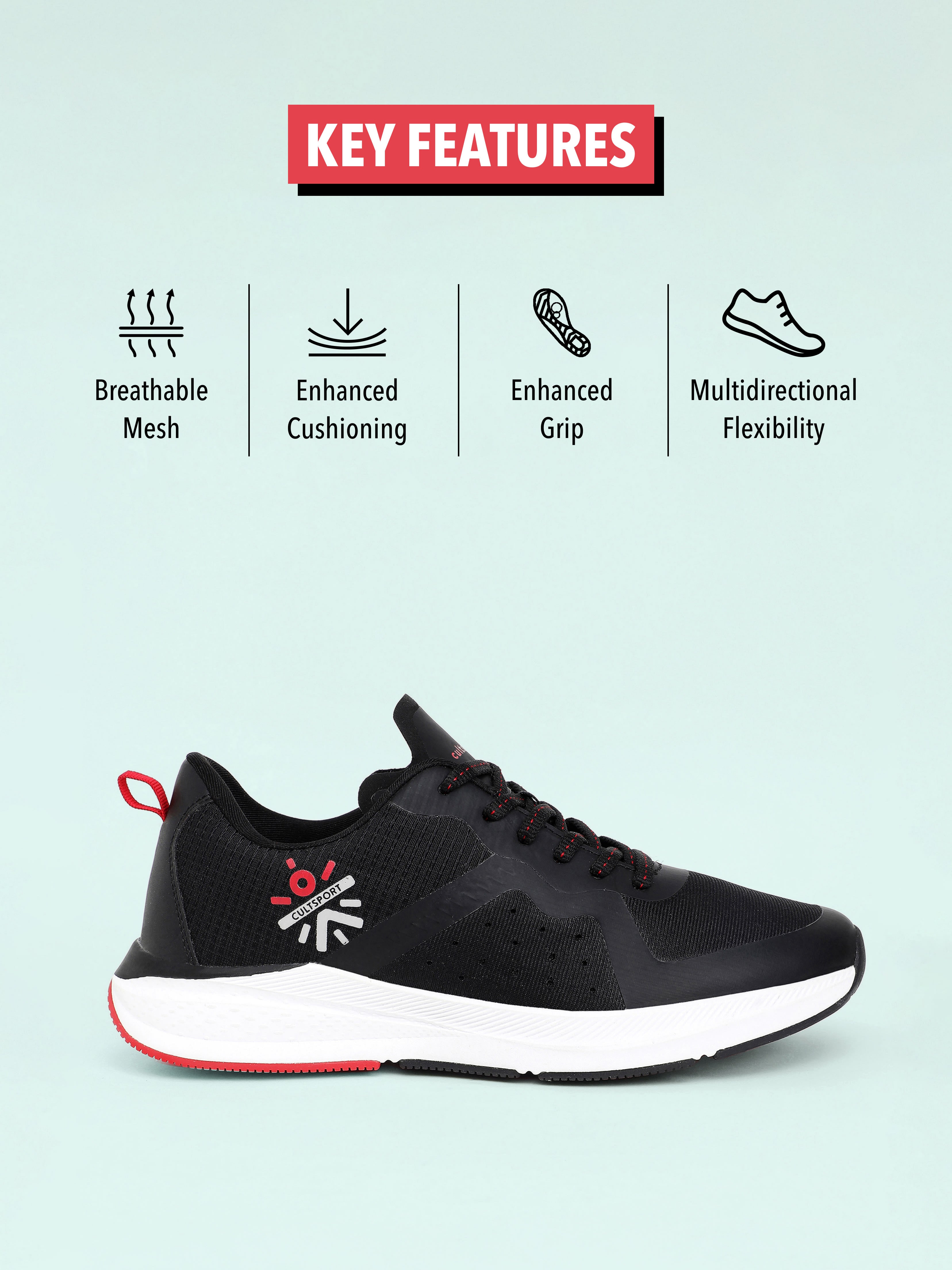 cult Speedster Men Running Shoes - Black