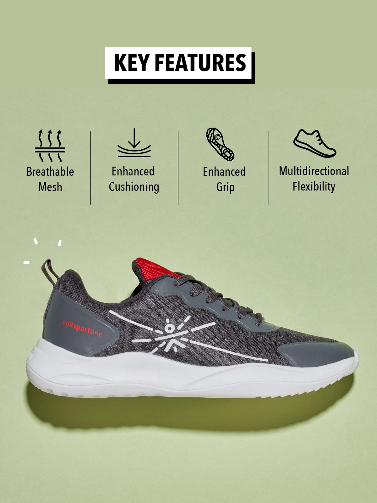 cult Lope Men Running Shoes - Grey/Red