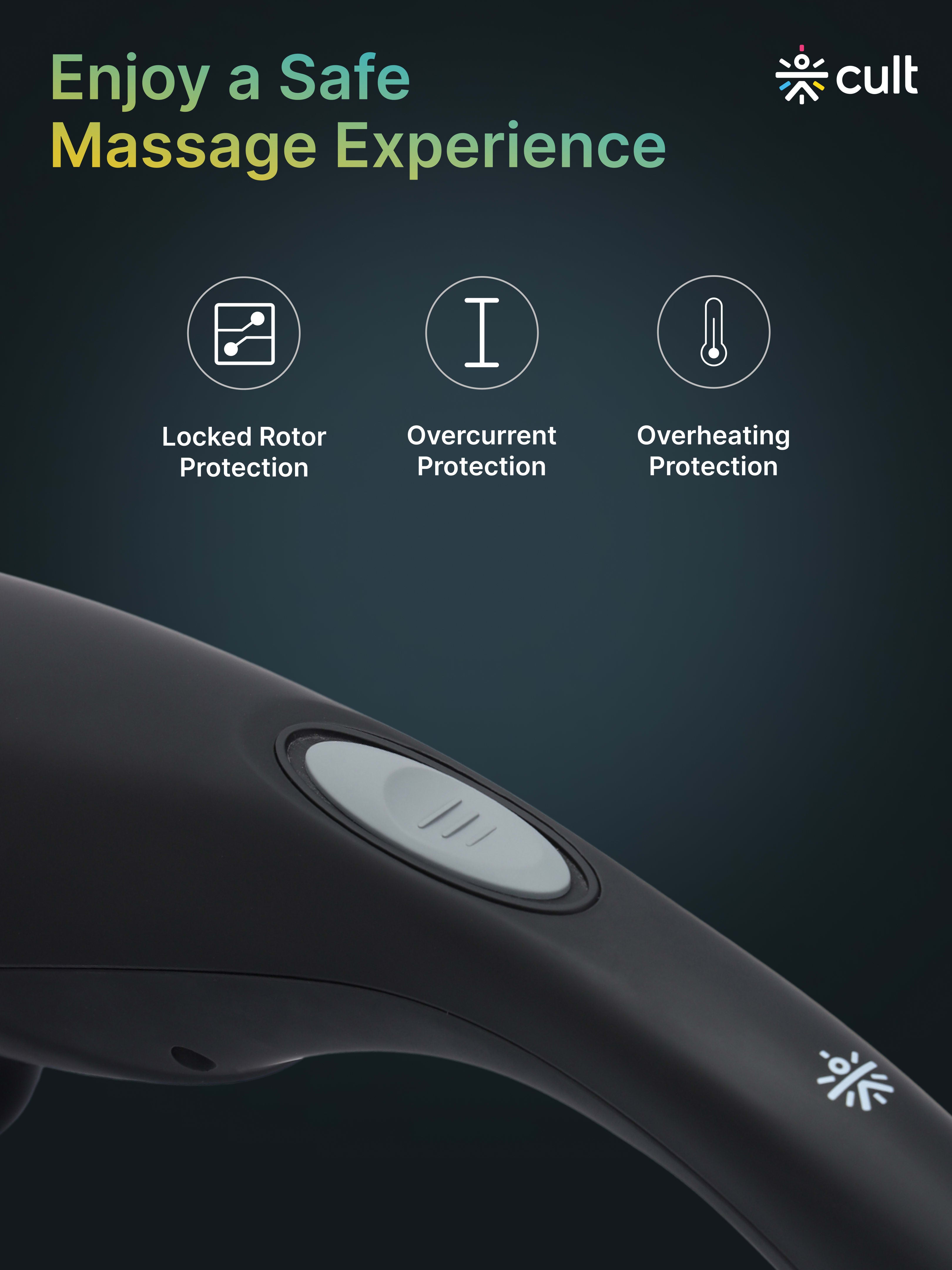 Cult Flex Corded Electric Handheld Full Body Massager with 4 Interchangeable Heads and Adjustable Speed Settings for Pain Relief and Relaxation