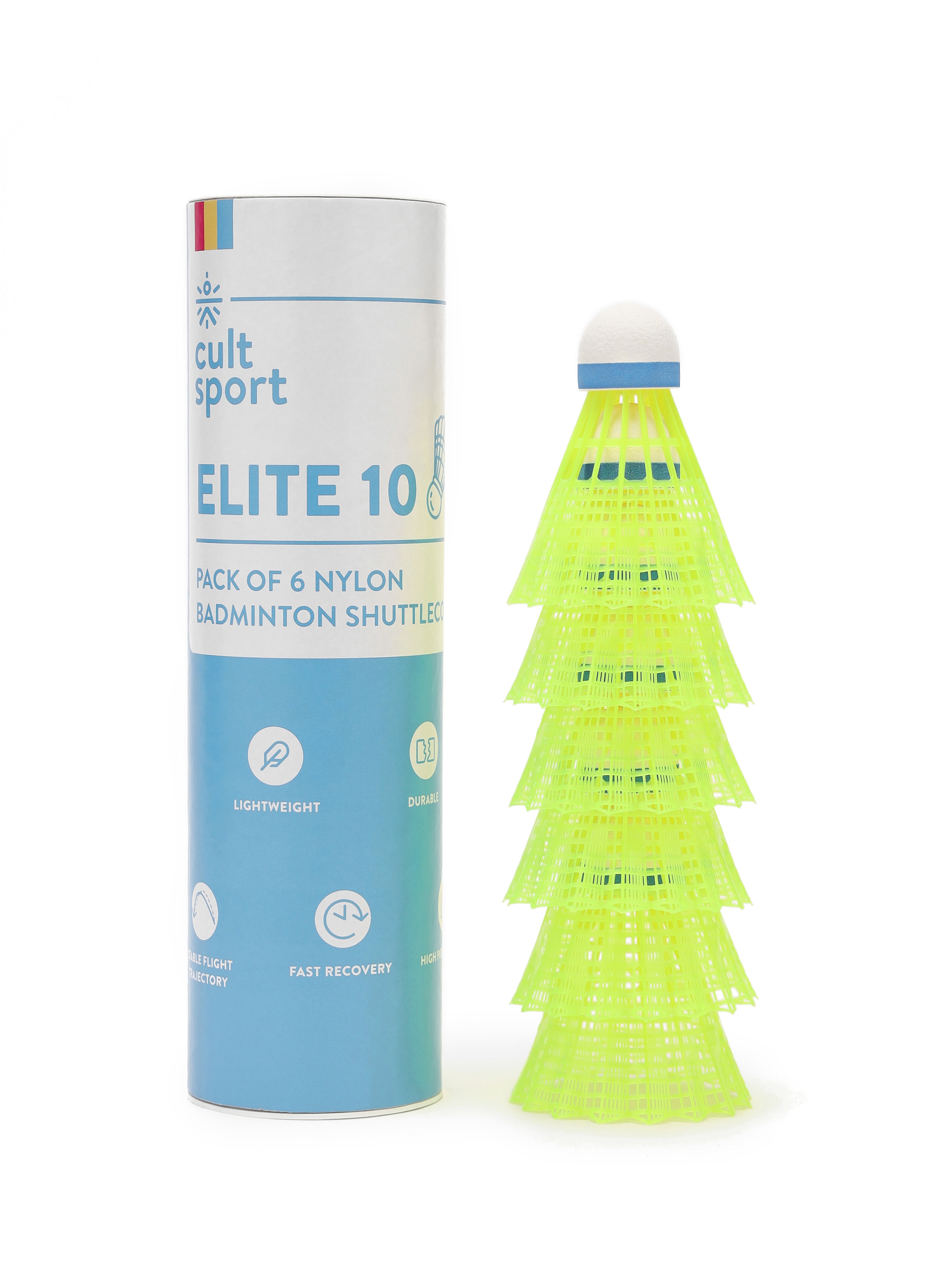 Pack of 6 Elite 10 Nylon Shuttlecocks
