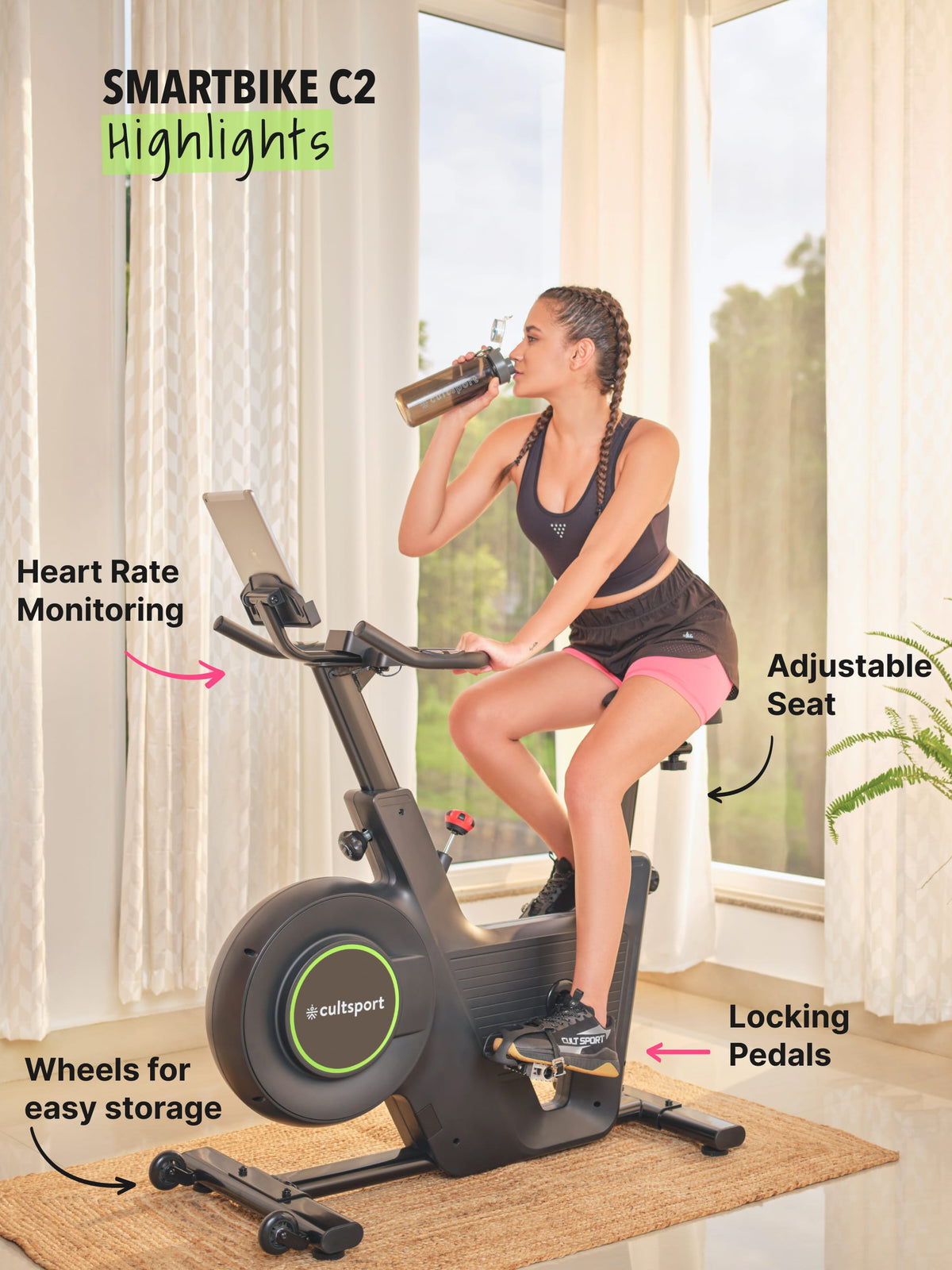 Smartbike c2: Spin bike with stepless magnetic resistance (with 6 months extended warranty)